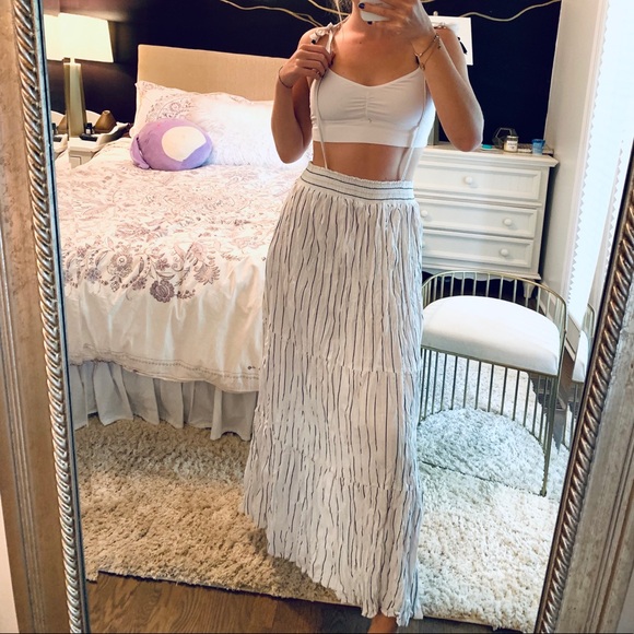 MAXI SKIRT WITH OVER THE SHOULDER STRAPS - Picture 1 of 3